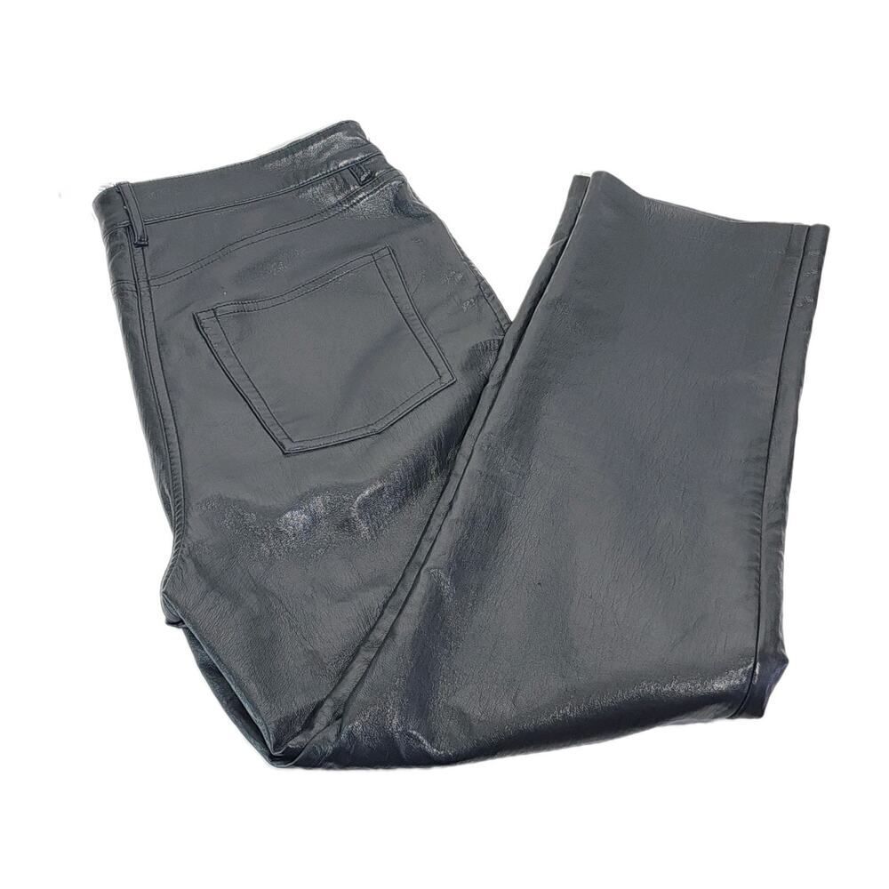 Wilfred Aritzia Women's The Melina Sz 12 Black Vegan Leather Straight Leg Pants